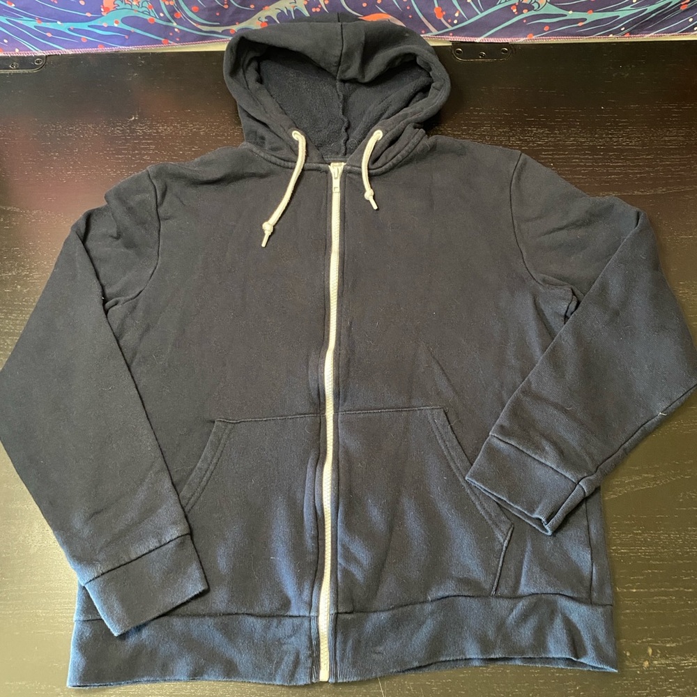 Topman Dark Blue Zip-Up Hoodie